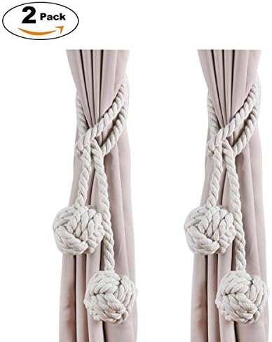 Loveprint 1 pair of Handmade Curtain Tie Backs, Curtain Clips Cotton Rope Tie Ball Back Curtain Holder Holdbacks Curtain TieBacks
