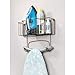 mDesign Wall Mount Metal Ironing Board Holder with Large Storage Basket - Holds Iron, Board, Spray Bottles, Starch, Fabric Refresher for Laundry Rooms - Bronze