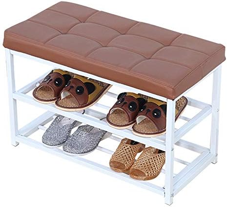 シューズラックベンチ防水表面レザー戸口に着用シューズスツール耐圧太字鉄パイプ防塵
