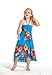 Girl Hawaiian Butterfly Dress In Hibiscus Floral colorful In Turquoise Blue
