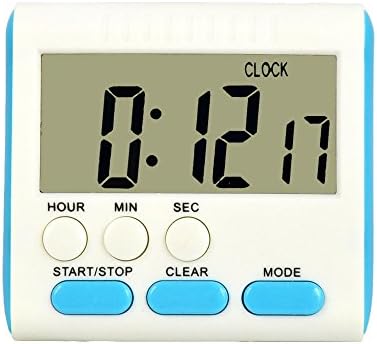 WiseField Digital Kitchen Alarm Timer Clock Large LCD Display Count Down UP Magnetic Backing (Blue Button)