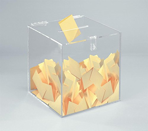 12-inch Clear Acrylic Ballot Box Cube with Hinged Lid, for Countertop Use - Thumbnail 2