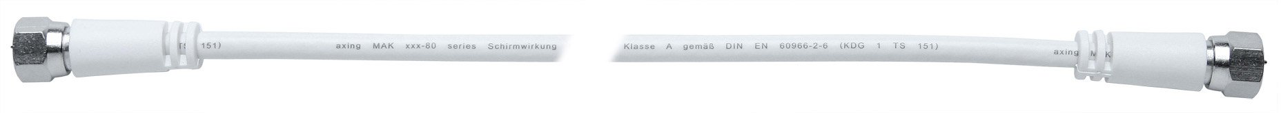 Axing MAK 050-80 coaxial modem patch cable high shielded with F-plugs F-connectors 50 cm white