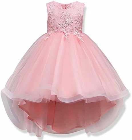 AYOMIS Girl's Lace Bridesmaid Dresses Wedding Pageant Dresses Tulle Party Gowns Age 3-12 Years