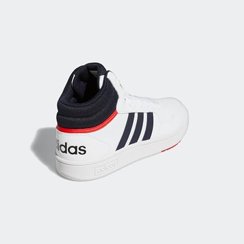 adidas Adult Hoops Mid White/Legend Ink/Vivid Red 10 in Oman