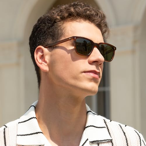 CARFIA Polarisierte Herren Sonnenbrille mit Rechteckig Acetatrahmen, 100% UV-Schutz Sportliche Sonnenbrille