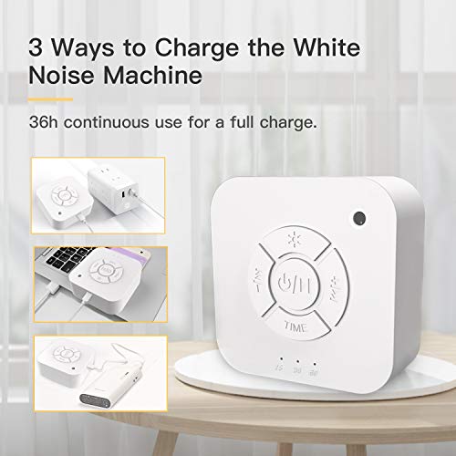 White Noise Machine,White Noise Sound Machine for Sleeping& Relaxation Sleep Sound Machine for Baby Adult Kid Natural Soothing Sound Sleep Therapy for Home Office Travel-Auto-Off Timer&Memory Function
