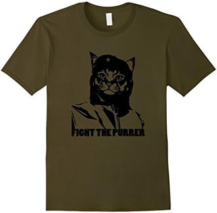 Men's Che Guevara Parody - Fight The Purrer T-Shirt - Mens/Womens Large Olive