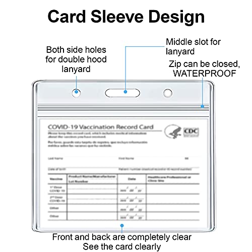 Vaccination Card Holder,CDC Vaccination Card Protector,4 X 3 Inches Record Vaccine Cards Holder, Clear Vinyl Plastic Sleeve immunization Card with Waterproof Type Resealable Zip (5)