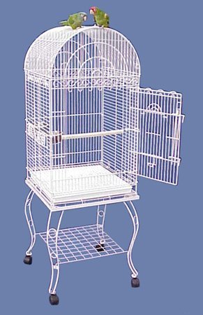 white bird cage with stand