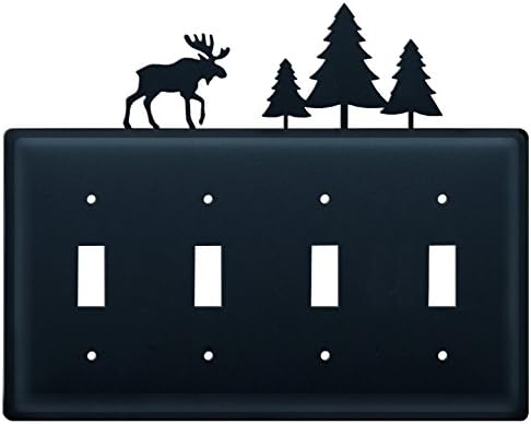 Iron Moose &amp; Pine Quad Switch Cover - Black Metal