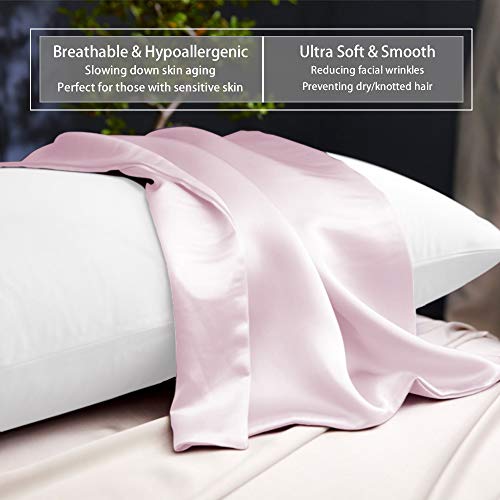 Ravmix Pillowcase King Size, 100% Pure Mulberry Silk Pillowcase for Hair and Skin with Hidden Zipper, 21 Momme 600 Thread Count Hypoallergenic Soft Breathable 1pcs (20×36inches, Light Plum)