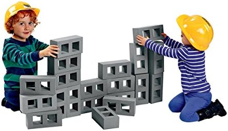 Discount School Supply Excellerations Masonry Lightweight Foam Cinder Block Set of 20 Jumbo 7-3/4"L x 3-3/4"W x 2-2/3"H Floor Blocks, Great for Building, Kids, PreK, Ages 2 and Up (Item # Masonry)
