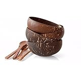 Kalea Set of 4 Coconut Bowls with Spoons - Real Natural Coconut Shells - The Eco Friendly, Practical and Fun Way To Eat Healthy