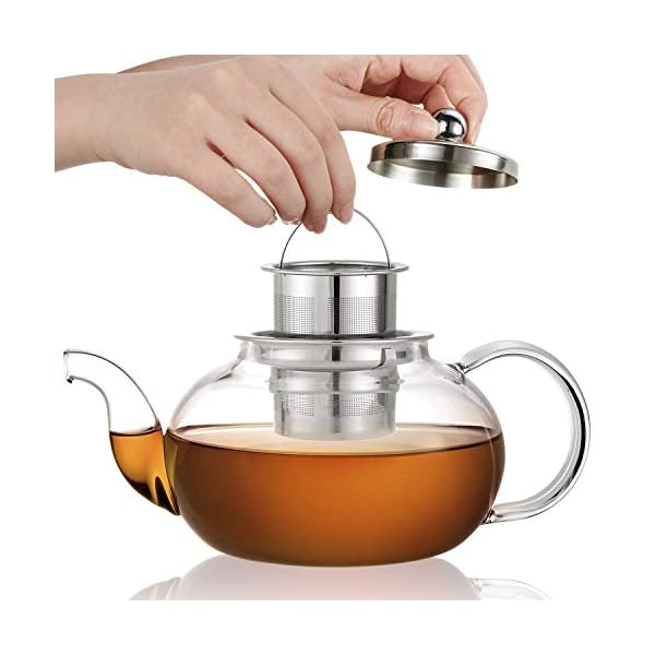 Hiware Glass Teapot with Removable Stainless Steel Lid & Infuser, 33