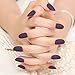 YUNAI 24Pcs False Nails Deep Purple Matte Manicure Patch Small Round Head Fake Nails