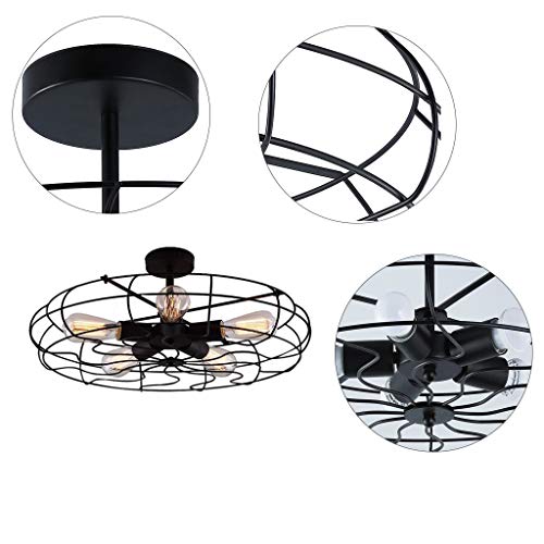 Beyonds Industrial Vintage Chandelier Mounted Metal Ceiling Lamp, 18.1" x 10.2", Modern Chandelier Pendant Light Fixtures for Living Room, Dining Room, Bedroom, Foyer, Hallway, Bar