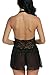 Avidlove Women Lingerie Halter Babydoll Double Bowknot Chemise Black XXL