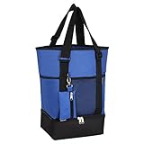 2 in 1 Shopping Bag Tote with Insulated Cooler and Coin Pouch for Beach, Picnic, Blue 20-23L