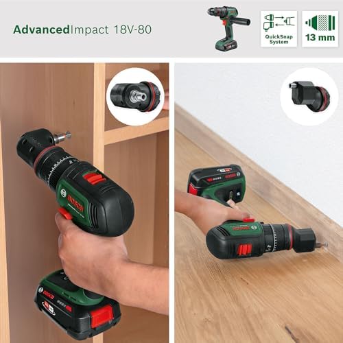 trapano battente-avvitatore batteria AdvancedImpact 18V-80 QuickSnap (foratura a percussione/avvitamento; 18V; brushless; 82Nm; mandrino metallo 13mm; batteria e caricabatt.)