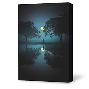 Canvas Wall Art Bright Moon Shining Forests Painting Artwork for Home Prints Framed - 12x18 inches