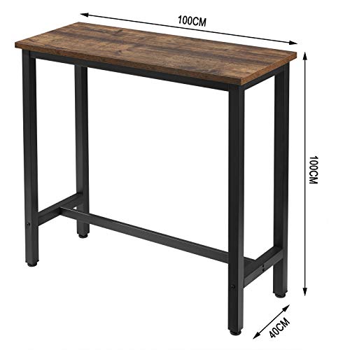 WOLTU BT33hov 1x Bartisch Bistrotisch Stehtisch Esstisch, Metallgestell, Tischplatte aus MDF, Holz Vintage, 100x40x100cm… – Bild 4