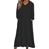 ACWUMU Women's Oversized Winter Warm Fuzzy Sherpa Hoodie Dress Fleece Maxi Dress Nightgowns with Pockets