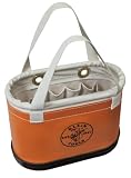 Klein Tools 5144BHHB Hard Body Oval Tool Bucket Made of Non-Conductive Plastic Exterior and Black Molded Polypropylene Bottom,Orange/White