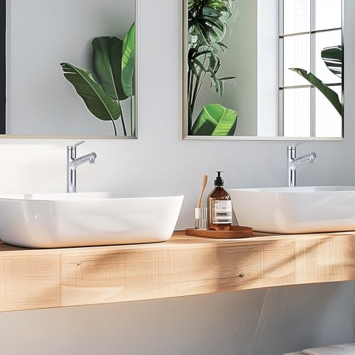 Tall Bathroom Faucet with 2 Modes Pull-Out Shower, DETBOM Basin Mixer, Single Lever Taps, Suitable for Countertop Washbasin, Removable Aerator, Hot/Cold Water, Lead-free, Chrome