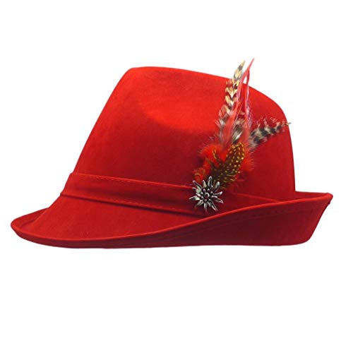 German Hunter Red Hat Fedora and Edelweiss & Feather (X-Large)