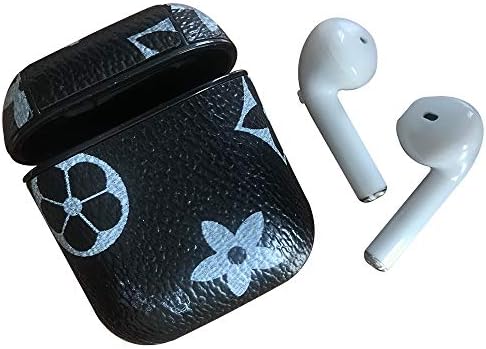 AirPods Leather Case, Protective Shockproof Case Cover with Carabiner Compatible with Apple AirPods Charging Case