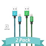StyleTech Inc. Aluminum Nylon Braided Series 10 Feet 8 Pin Lighting Syncing Charging Cable for iPhone SE/5/6/6s/7/Plus iPad Mini/Air/Pro (4.) Green - Blue)