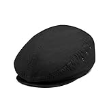 MG Men's Plaid Ivy Washed Canvas Newsboy Cap Hat (Black)