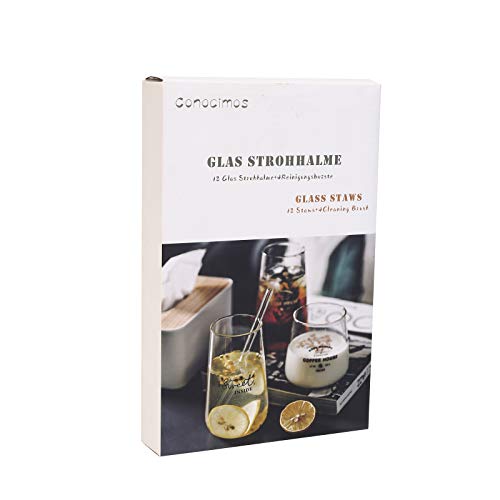 Glas Strohhalme Wiederverwendbar - 6 Glasstrohalme Gerade & 6 Glasstrohalme Gebogene 21,5cm Trinkhalme Glas… – Bild 8
