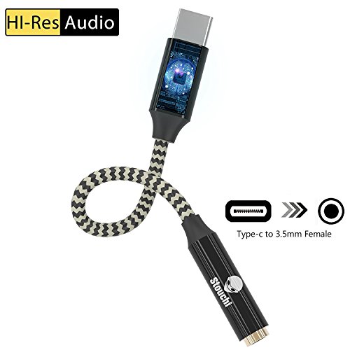 Pixel 2 USB C to 3.5mm Headphone Jack Adapter，Stouchi Nylon Braided DAC Chipset Type C to 3.5mm Audio Adapter USB C to 3.5mm with Realtek Noise Reduction Chip for Pixel 2/ XL, HTC U11, Essential ph-1