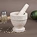 Evco International Natural Marble Stone Mortar and Pestle Set Guacamole Molcajete Bowl, Kitchen Spices, Herbs, Pesto Grinder, 4