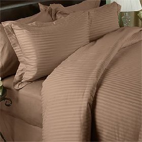 Egyptian Bedding 600 Thread Count Queen Siberian Goose Down Comforter 8 PC 600TC Bed in a Bag, Taupe Stripe 600 TC