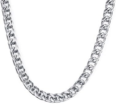 XUANPAI Men's 6mm Stainless Steel High Plished Wide Box Link Square Franco Chain Necklace,30 Inches