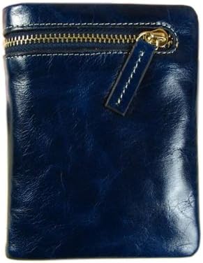 Visnow(™) Georgous Women's Genuine Soft Cow Leather Purse Long Wallet Blue Black Orange Card Business Coffee Carry Bag (Short Blue)