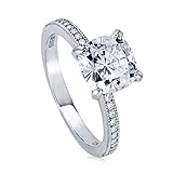 BERRICLE Sterling Silver 2.15 ct.tw Cushion Cubic Zirconia CZ Solitaire Engagement Wedding Ring