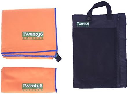 Microfiber Travel / Camping Towel Compact Quick Dry (Orange/Blue, X-Large)