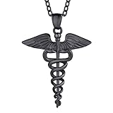 U7 Nurse RN Caduceus Necklace MD Gift Stainless