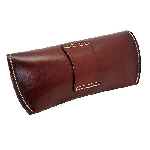 Boshiho Retro Cowhide Leather Reading Glasses Eyeglass Case Sunglasses Holder (Dark Brown)