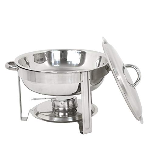 Epetlover Round Chafing Dish 5 Quart Full Size Stainless Steel Chafer dish Warmer Set with Food Pan, Water Pan, Fuel Holder and Dome Cover for Kitchen, Buffet, Chef Team, Banquet - Thumbnail 3