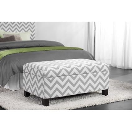 Amazon Com Bedroom Furniture Chevron Storage Ottoman Gray