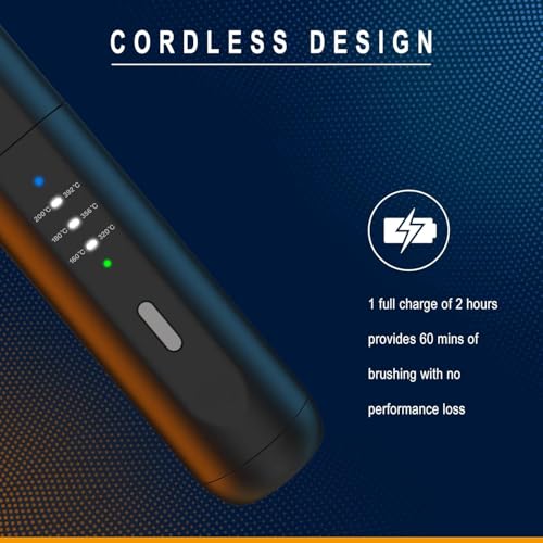 Beard Straightener Comb for Men, VIKICON Wireless Beard Straightening Brush, 3 Adjustable Temperature Levels, Rechargeable Ionic Brush for Hair & Beard, Anti-scalding, Portable (Black)