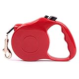 Goodwind Retractable Pet Leash, 15 Feet Walking Leash for Dogs up to 100lbs, Tangle Free, One Button Break & Lock with Smooth Retraction (Red)