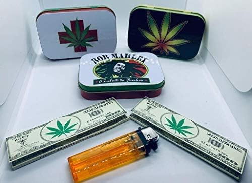 Smoking Set Tobacco Tin,Lighter and Rolling Paper 4Smoke 3 PCS UK Stock