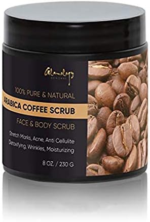 100% Pure Arabica Coffee Scrub With Organic Coffee, Almond, Coconut – Best for Stretch Marks Treatment, Acne, Anti Cellulite and Varicose Veins 8 oz