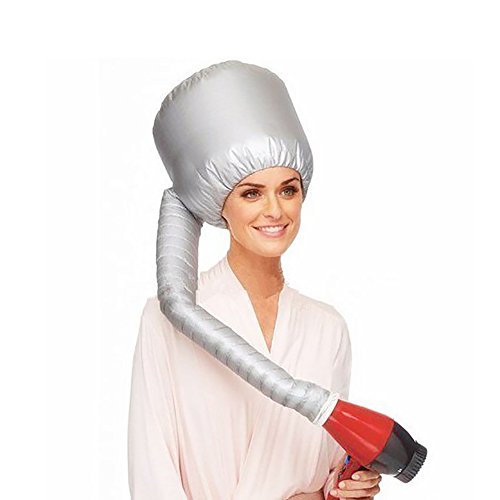 Teanfa Safety Portable Salon Barber Hair Dryer Soft Hood Bonnet Attachment for Any Hair Dryer Haircare Hairdressing-Silver